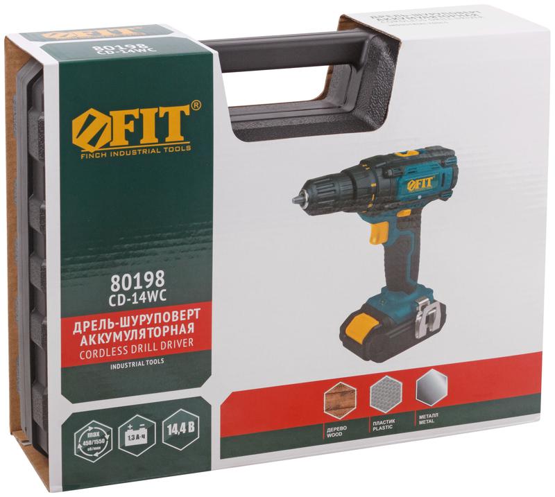  Дрель-шуруповерт аккумуляторная 14.4В 0-450/1550об/мин 23Нм 2 (Li-Ion) 1.3А.ч FIT 80198 фото в каталоге от BTSprom.by