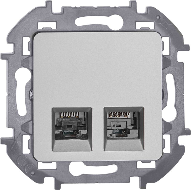  Розетка компьютерная 2-м Inspiria RJ45 кат.5E UTP сл. алюм. IEK 673837 фото в каталоге от BTSprom.by