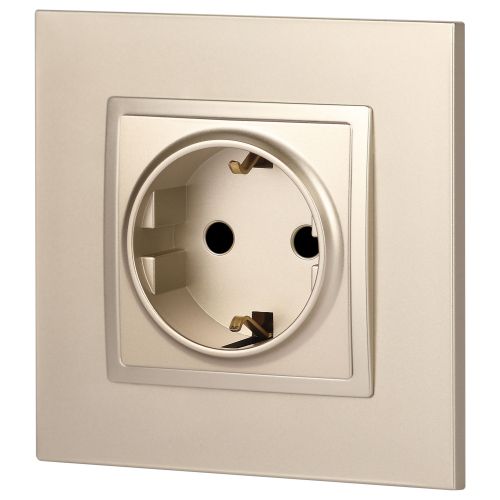  Розетка 1-м СП Эра Elegance 14-2102-04 16А IP20 16AX 250В 2P+E Schuko защ. шторки шампань Эра Б0034275 фото в каталоге от BTSprom.by