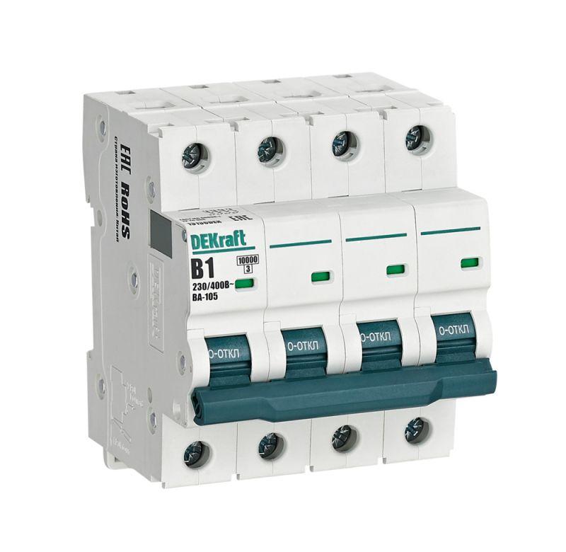 выключатель автоматический модульный 4п b 1а 10ка ва-105 dekraft 13136dek от BTSprom.by