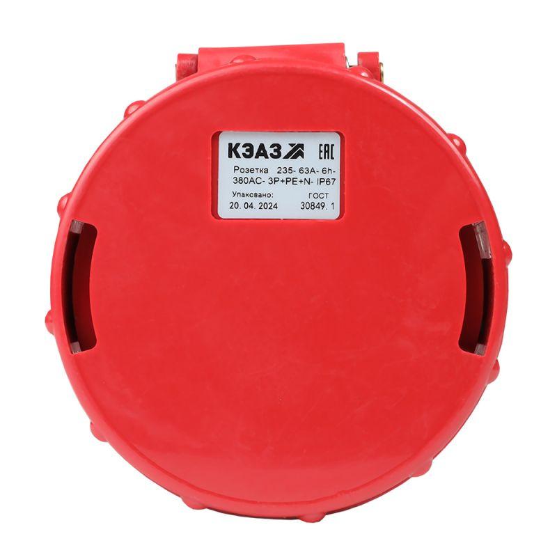 розетка кабельная 235 63а 380ac 3p+pe+n 6ч ip67 кэаз 222764 от BTSprom.by