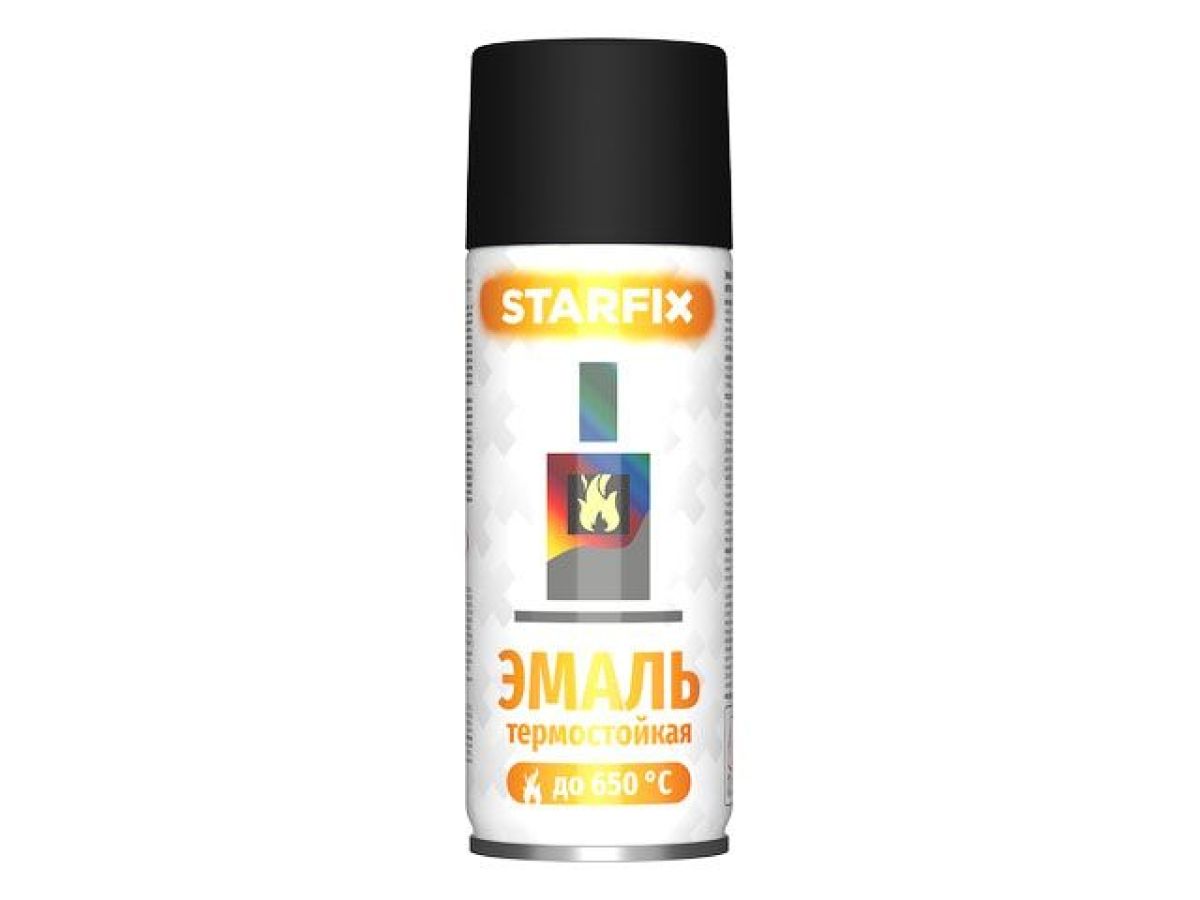 краска-эмаль аэроз. термостойкая силиконовая черный starfix 520мл sm-26804-1 от BTSprom.by