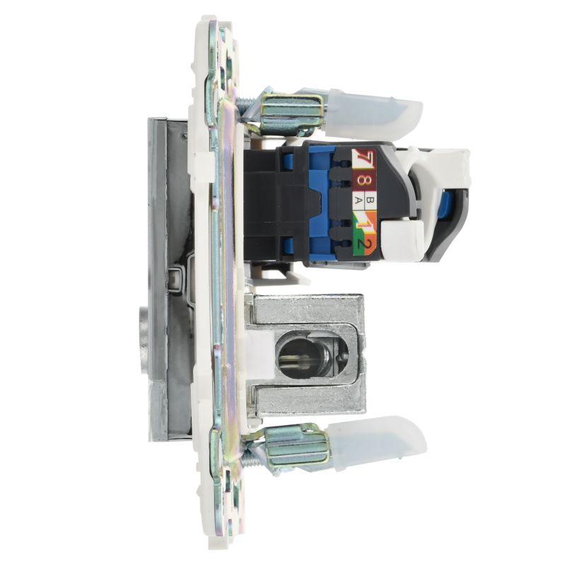  Розетка двойная TV+RJ45 кат.5E SKANDY SK-A14N никель IEK SK-AK20-1-K50 фото в каталоге от BTSprom.by
