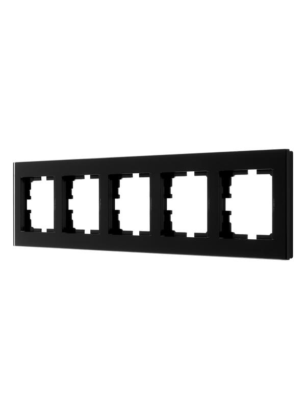 рамка 5-местн. гориз. vesna стекло черн. lezard 742-5880-150 от BTSprom.by