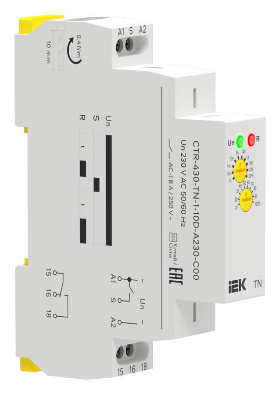 реле задержки включения tn 1 контакт 230в ac iek ctr-430-tn-1-10d-a230-c00 от BTSprom.by