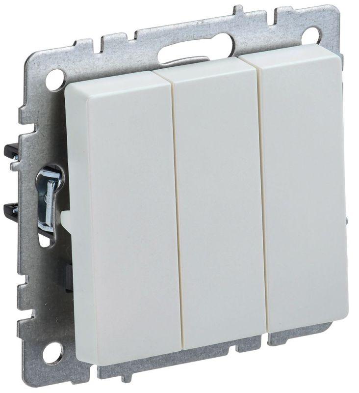 выключатель 3-кл. сп brite вс10-3-0-брж 10а механизм жемчуж. iek br-v30-0-10-k36 от BTSprom.by