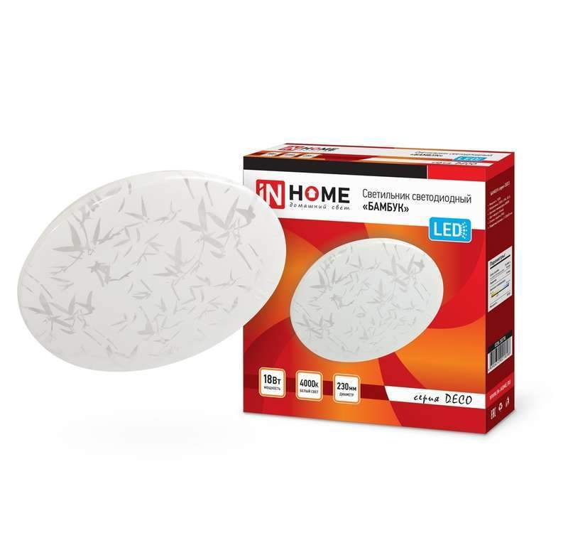 светильник светодиодный deco 18вт 230в 4000к 1620лм 260х55мм бамбук in home 4690612021898 от BTSprom.by