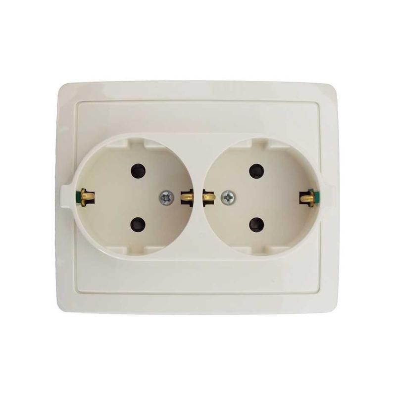 розетка 2-м сп simon15 16а ip20 250в с заземл. schuko защ. шторки винт. клеммы сл. кость simon 1590451-031 от BTSprom.by