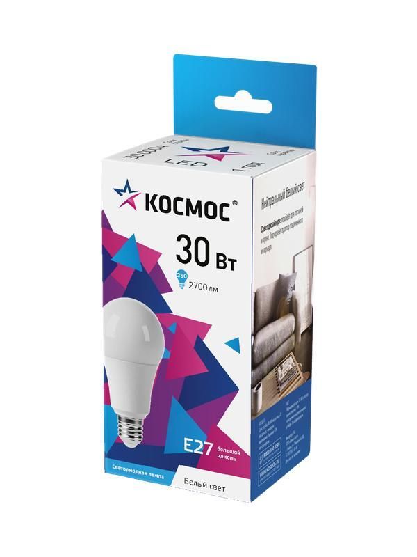 лампа светодиодная а70 30вт 4500к е27 174-265в космос lkecled30wa70e2745 от BTSprom.by