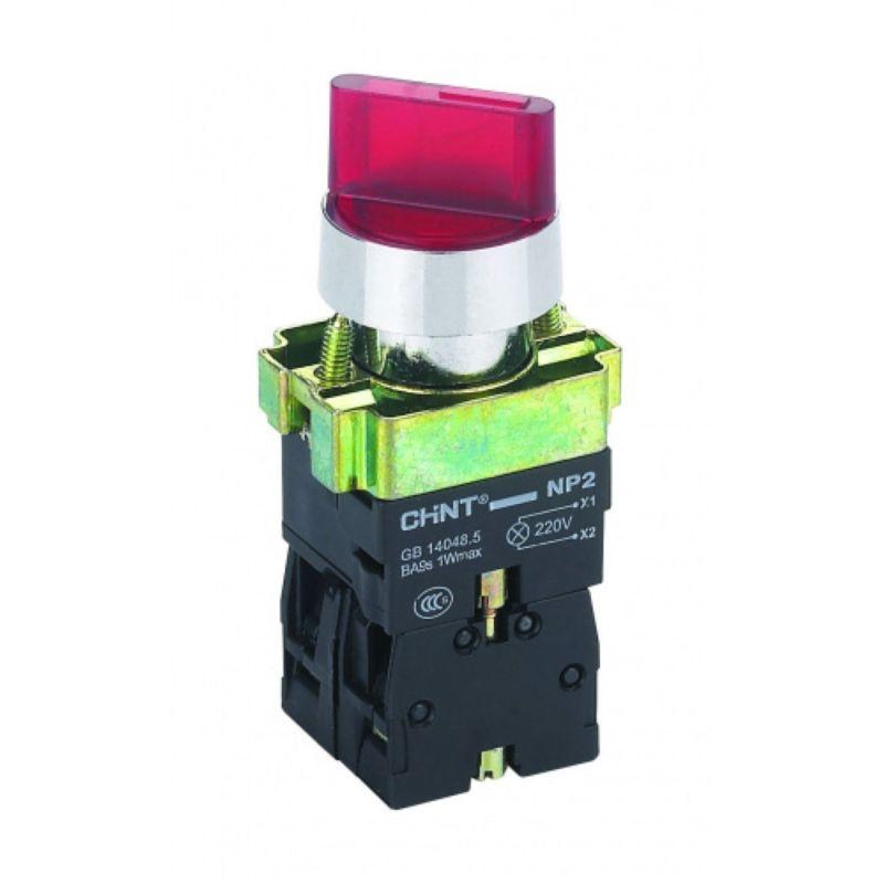переключатель np2-bk12461 2 полож. с фиксацией 1но красн. ac/dc 220в (led) ip40 chint 574697 от BTSprom.by
