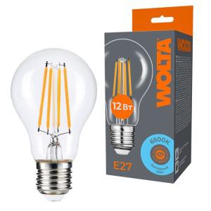 лампа светодиодная filament a60 12вт грушевидная прозрачная 6500к e27 1100лм wolta wf-a60-12w6ke27 от BTSprom.by