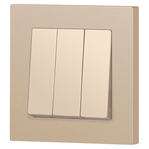  Выключатель 3-кл. СП Accent 6-106-04 10А IP20 250В AL/CU шампань Intro Б0063538 фото в каталоге от BTSprom.by