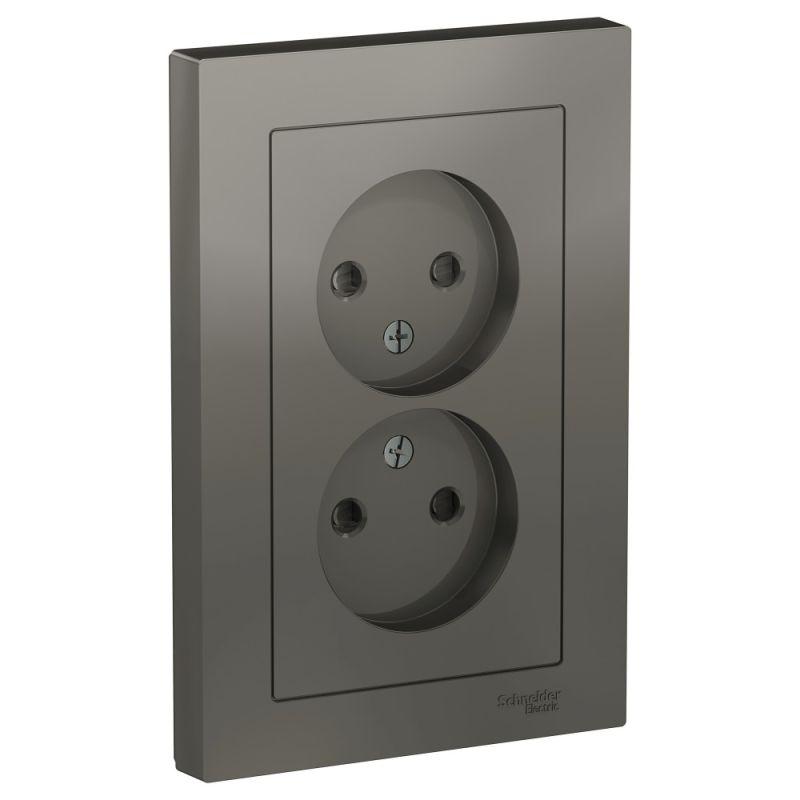 розетка 2-м сп atlasdesign 16а ip20 без заземл. защ. шторки в сборе сталь se atn000922 от BTSprom.by