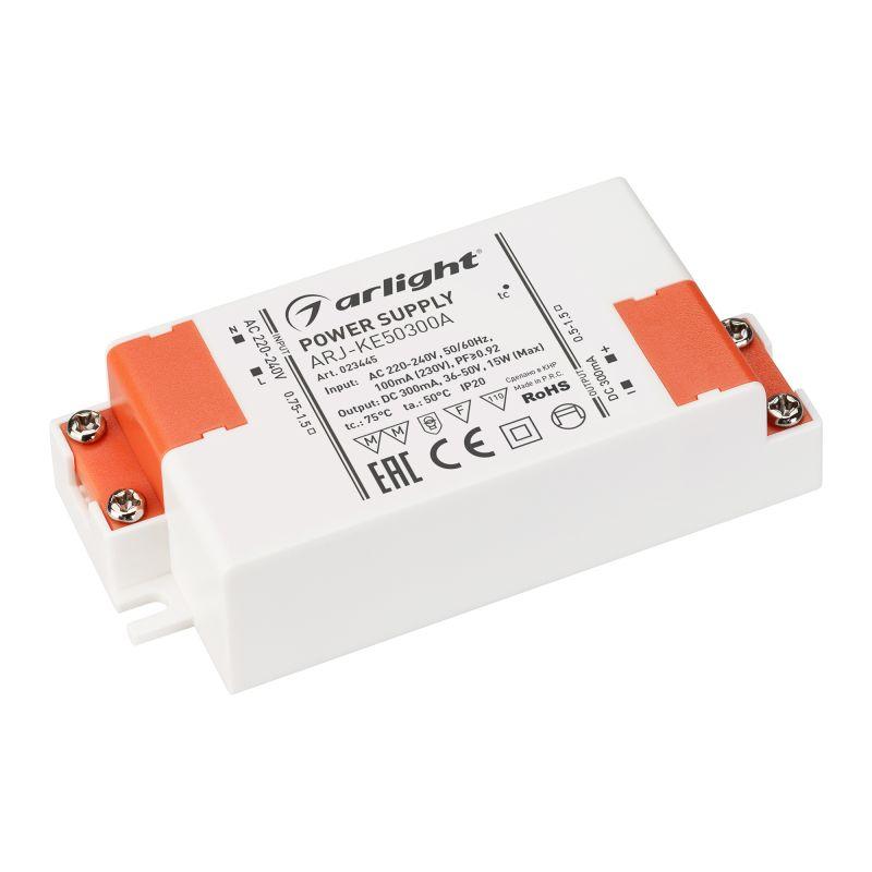 блок питания arj-ke50300a 15вт 300ма pfc ip20 пластик 5 лет arlight 023445 от BTSprom.by
