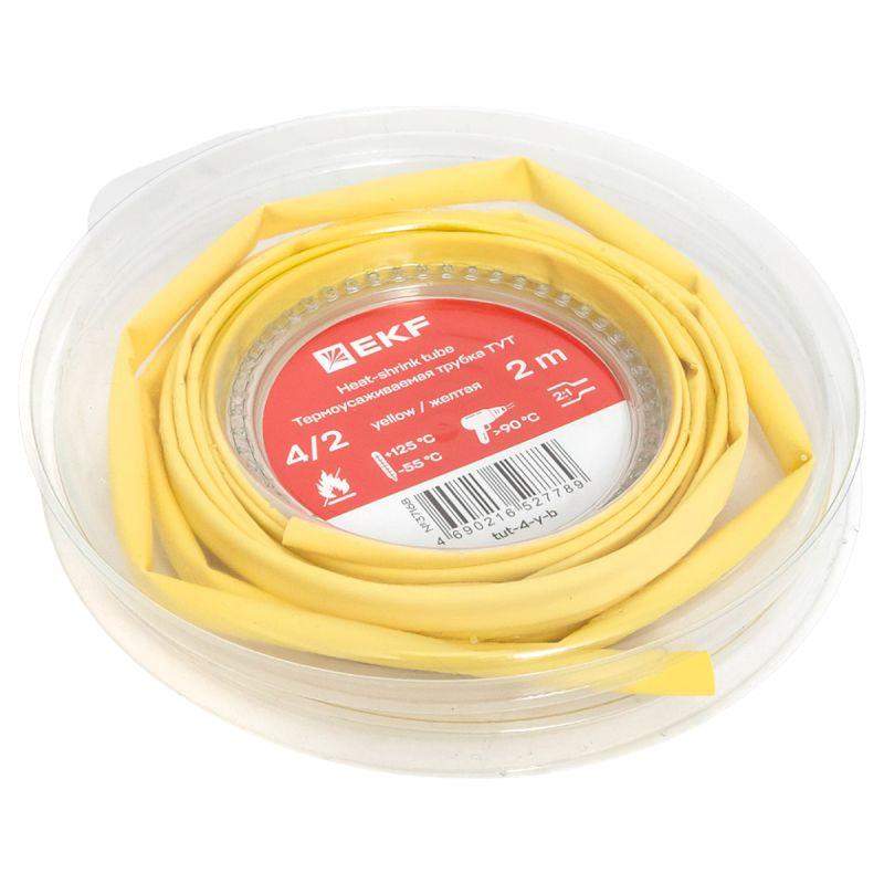  Трубка термоусадочная ТУТ нг 4/2 желт. ролик 2 м EKF tut-4-y-b фото в каталоге от BTSprom.by