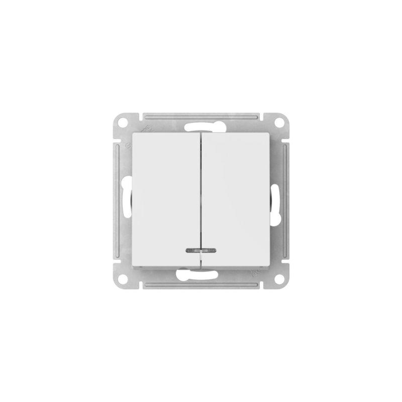  Выключатель 2-кл. AtlasDesign (сх. 5а) 10AX с подсветкой быстрозажим. клем. механизм бел. SE ATN000153S фото в каталоге от BTSprom.by