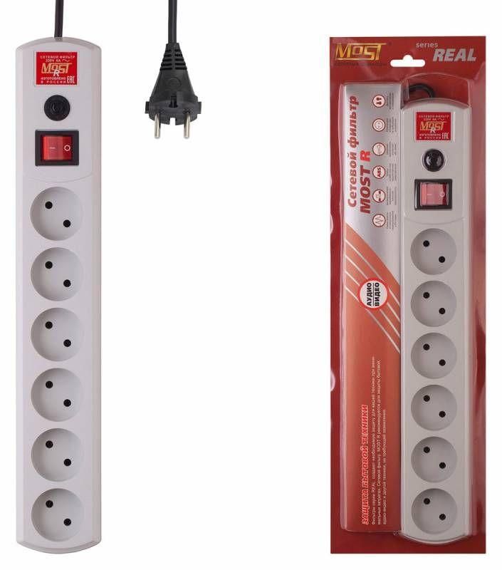 удлинитель с сетевым фильтром 6х10м r бел. (коробка) most 801542 от BTSprom.by