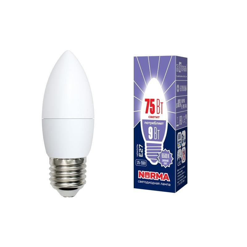 лампа светодиодная led-c37-9w/dw/e27/fr/nr norma 9вт матовая e27 (упак. картон) volpe ul-00003805 от BTSprom.by