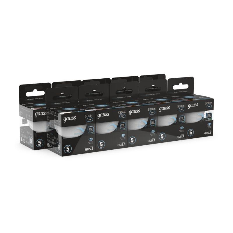 Лампа светодиодная Black 5Вт MR16 софит 4100К нейтр. бел. GU5.3 530лм диммир. GAUSS 101505205-D фото в каталоге от BTSprom.by