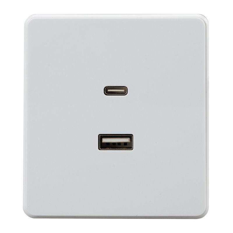 розетка сп round usb-a + type-c 3а с функцией быстрой зарядки перламутр kranz kr-78-0734-1 от BTSprom.by