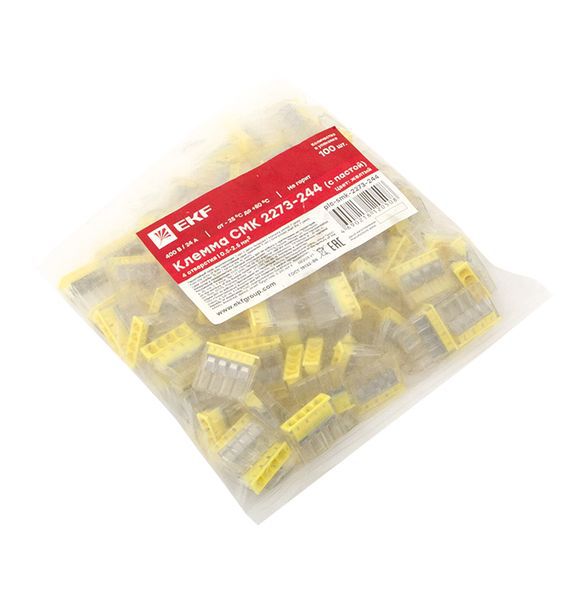  Клемма строительно-монтажная СМК 2273-244 4-проводная 0.5-2.5кв.мм с пастой (уп.100шт) PROxima EKF plc-smk-2273-244 фото в каталоге от BTSprom.by