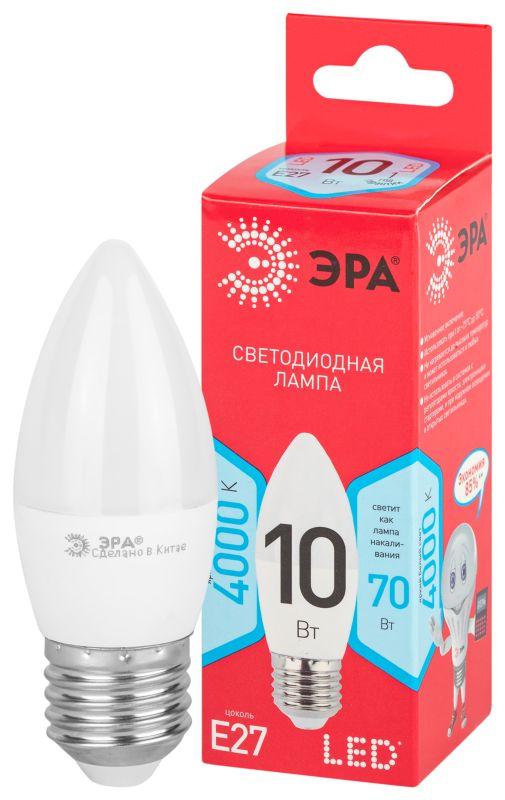 лампа светодиодная red line led b35-10w-840-e27 r 10вт b35 свеча 4000к нейтр. бел. e27 эра б0050696 от BTSprom.by