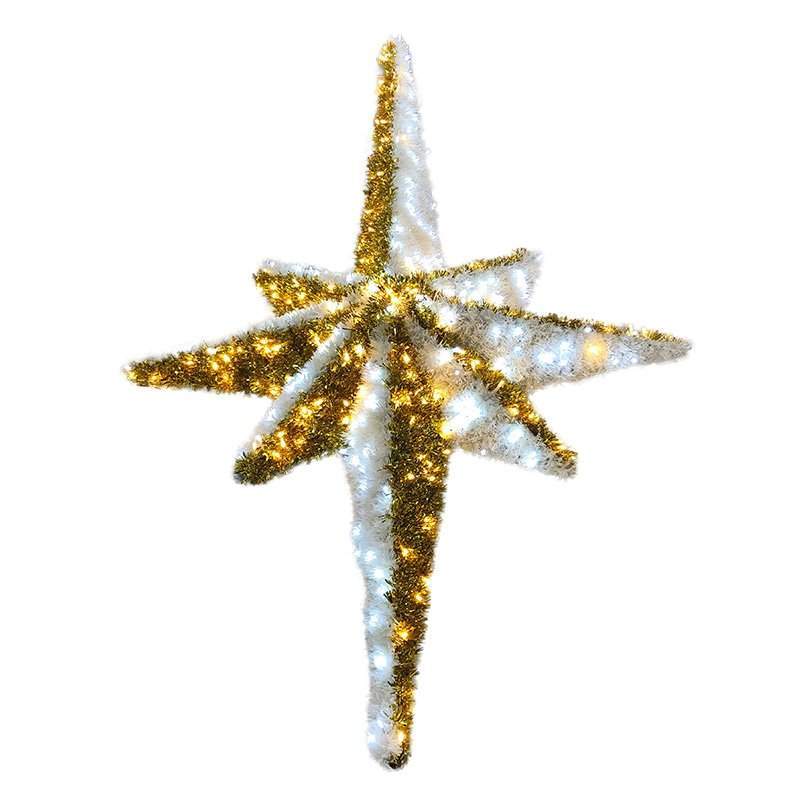 фигура звезда 8-ми конечная, led подсветка высота 180 см, бело-золотая от BTSprom.by