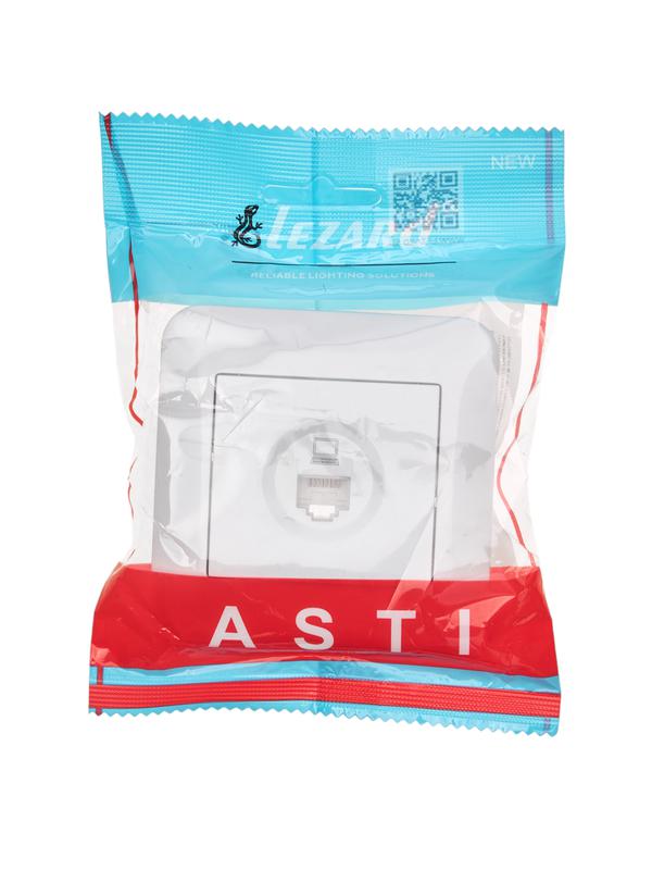  Розетка компьютерная 1-м СП ASTI IP20 RJ45 в сборе Cat 5e бел. LEZARD 7081-0202-139 фото в каталоге от BTSprom.by