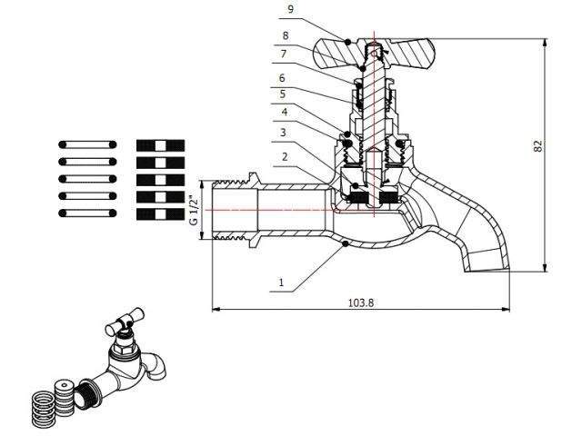 кран водоразборный 1/2" нар. настенный, av engineering (вход 1/2") ave168000 от BTSprom.by