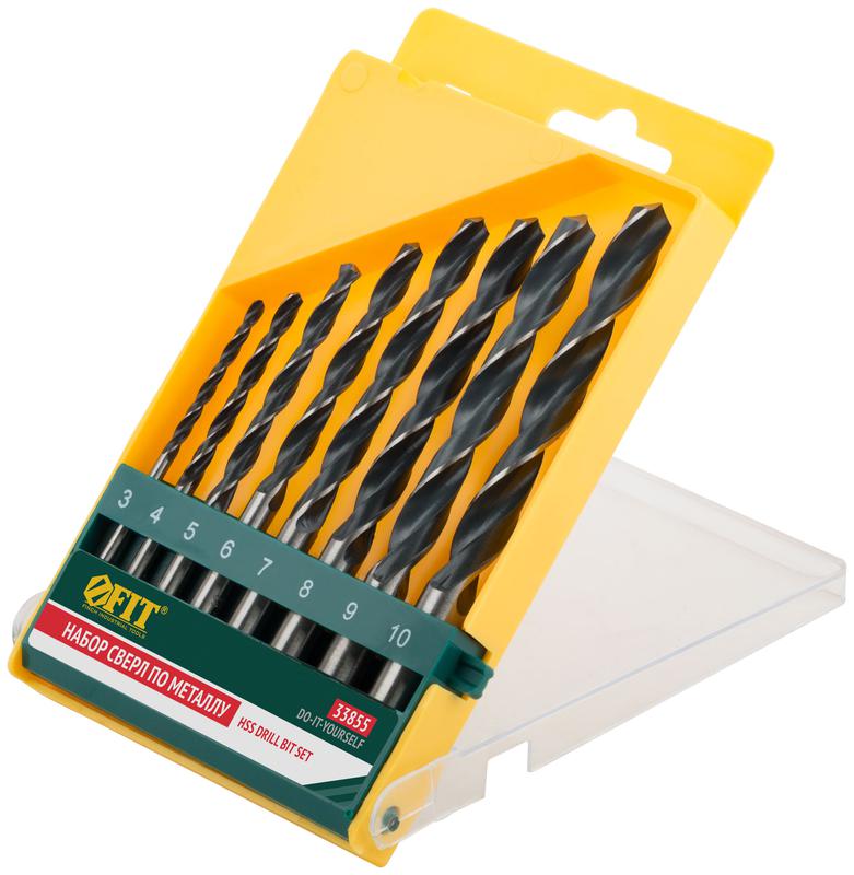  Набор сверл по металлу HSS черненых 8шт (3-4-5-6-7-8-9-10мм) FIT 33855 фото в каталоге от BTSprom.by
