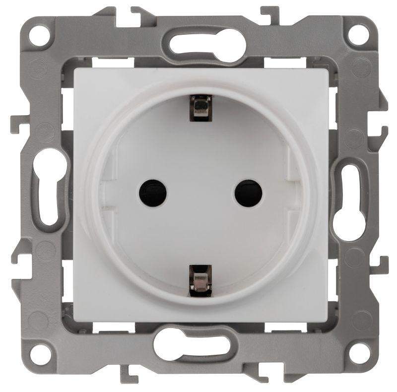 розетка 1-м сп эра12 12а-2002-01 16а ip20 16ax 250в 2p+e schuko защ. шторки al+cu механизм бел. эра б0038586 от BTSprom.by