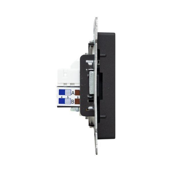  Розетка телевизионная + компьютерная СП Эпика TV + RJ45 кат.5 механизм черн. EKF UP1-SOB-TV+RJ фото в каталоге от BTSprom.by