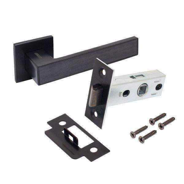 комплект ручка и защелка "лана" арт bl/bl+l45-8 bl (86150/s45) матов. черн. аллюр 15 709 от BTSprom.by