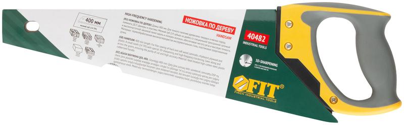  Ножовка по дереву мелкий каленый зуб 14 ТPI 3D заточка 3К пласт.прорезиненная ручка профи 400мм FIT 40482 фото в каталоге от BTSprom.by
