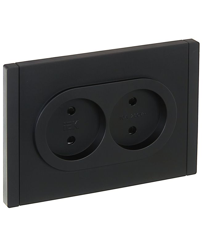 розетка 2-м сп forte&piano fp125 10а без заземл. защ. шторки безвинт. крепл. черн. iek fp-r23-10-1-k02 от BTSprom.by