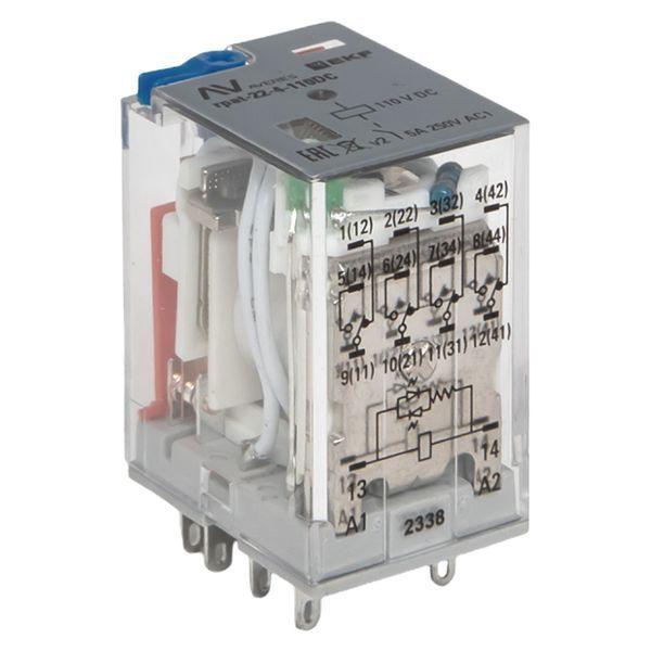  Реле промежуточное с кнопкой и мех. индикацией RPAt 22/4 5A 110В DC AVERES EKF rpat-22-4-110DC фото в каталоге от BTSprom.by