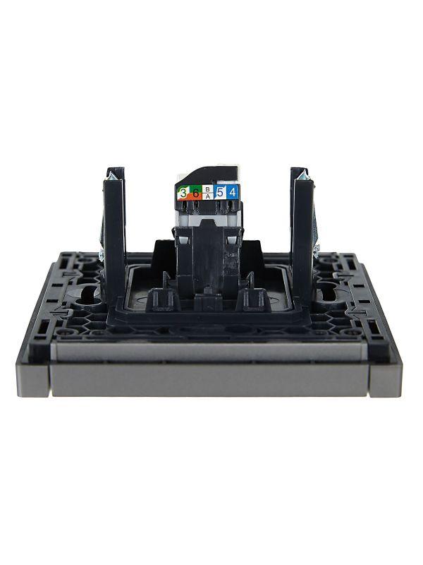  Розетка компьютерная RJ45 кат.5E FORTE&PIANO FP532 сталь IEK FP-K10-1-K46 фото в каталоге от BTSprom.by