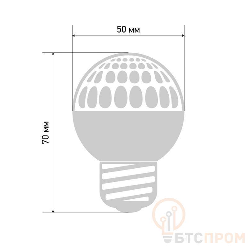  Лампа шар E27, 10 LED, диаметр 50, красная, 24В (постоянное напряжение) фото в каталоге от BTSprom.by