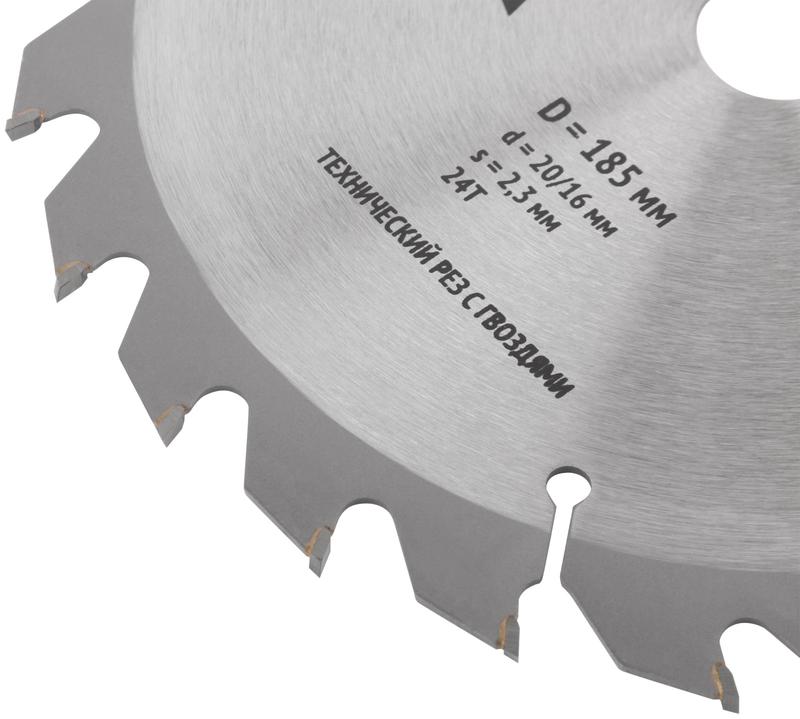  Диск пильный для циркулярных пил по дереву 185х20/16х24T технический рез с гвоздями FIT 37704 фото в каталоге от BTSprom.by