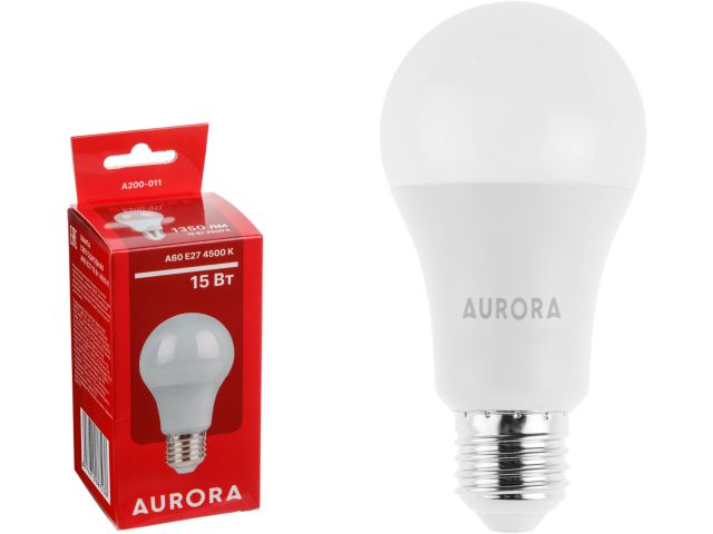 лампа светодиодная a60 стандарт 15вт 230в e27 4500k aurora a200-011 от BTSprom.by