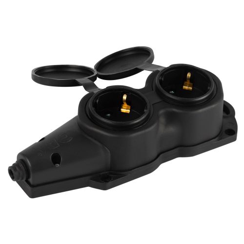  Колодка 2-м с заземл. 16A IP44 KX-2e-B-IP44 каучук. черн. Эра Б0068451 фото в каталоге от BTSprom.by