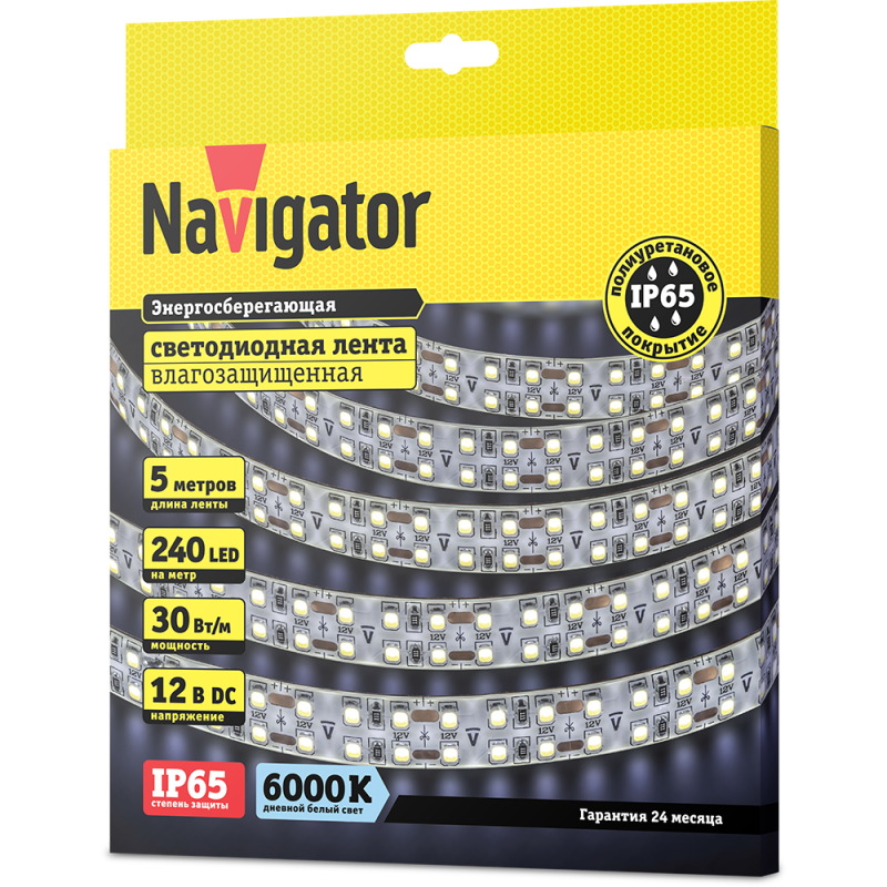  Лента светодиодная 14 464 NLS-2835CW240-30-IP65-12V (уп.5м) NAVIGATOR 14464 фото в каталоге от BTSprom.by