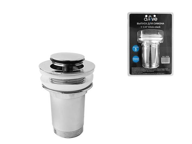 выпуск для умывальника click/clack, малая крышка с переливом, хром, 1 1/4", a-five s596 от BTSprom.by