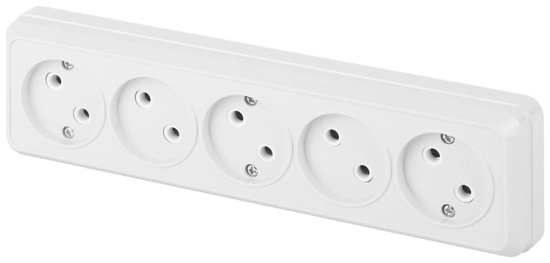 розетка 5-м оп quadro 2-209-01 16а ip20 5х2p 250в без заземл. бел. intro б0053847 от BTSprom.by