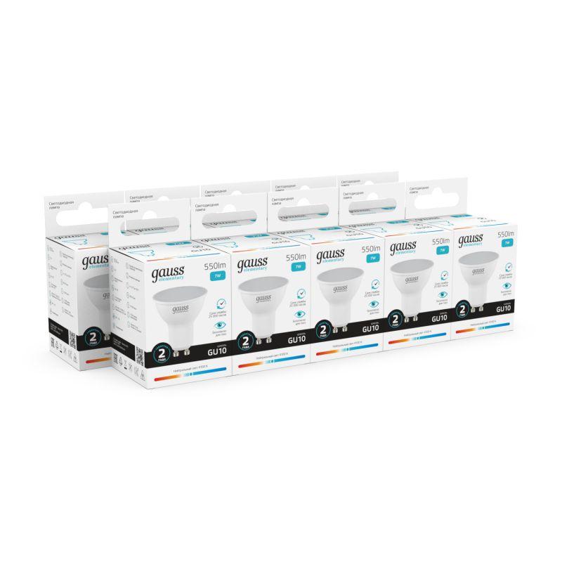 Лампа светодиодная Elementary 7Вт MR16 софит 4100К нейтр. бел. GU10 550лм GAUSS 13627 фото в каталоге от BTSprom.by