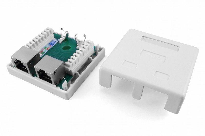 розетка компьютерная 2-м оп sb1-2-8p8c-c5e-sh-wh rj45 (8p8c) кат.5e экранир. dual idc hyperline 430233 от BTSprom.by