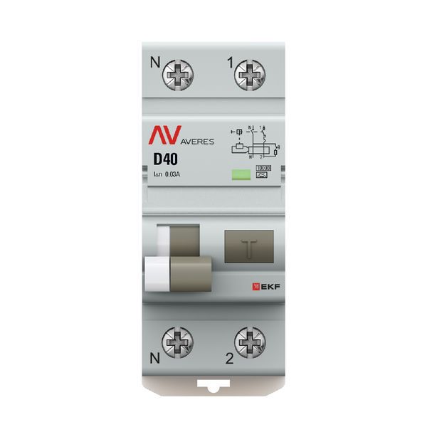  Выключатель автоматический дифференциального тока 2п (1P+N) D 40А 30мА тип A 10кА DVA-10 AVERES EKF rcbo10-1pn-40D-30-a-av фото в каталоге от BTSprom.by