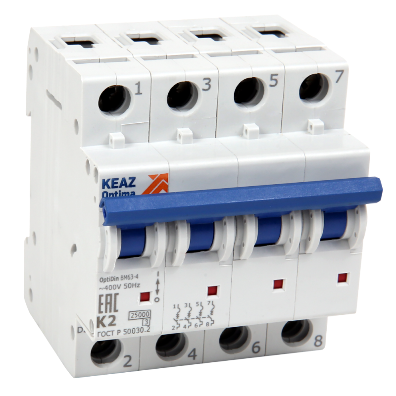 выключатель автоматический модульный 4п b 4а optidin bm63 4b4 15 ухл3 rr кэаз 364364 от BTSprom.by