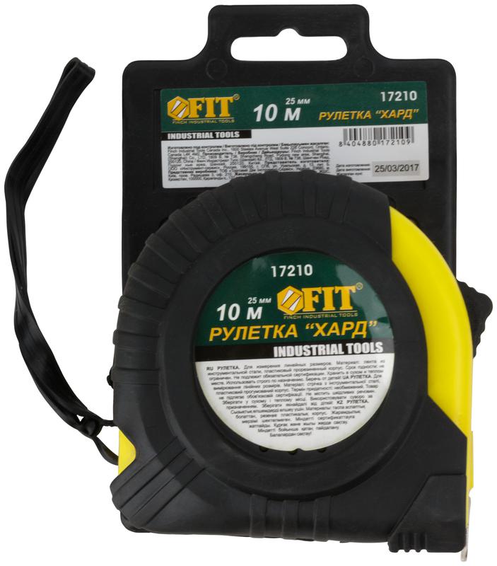  Рулетка Хард 10мх25мм прорезиненный корпус FIT 17210 фото в каталоге от BTSprom.by