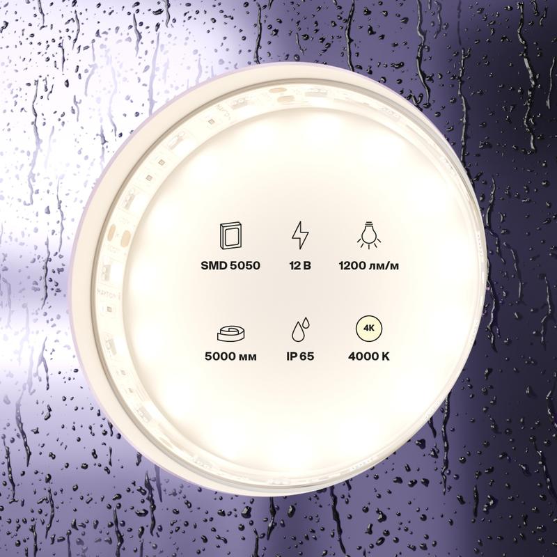  Лента светодиодная 12В 5050 14.4Вт/м 4000К IP65 (уп.5м) Maytoni 10132 фото в каталоге от BTSprom.by